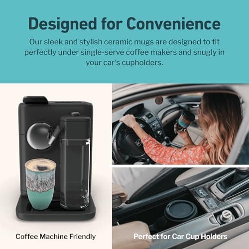 NOVA CERAMICS Travel Mug - Travel Coffee Mug – Reusable Coffee Cup Unique to Go Mug – Microwave & Dishwasher Safe Coffee Tumbler - Gifts for Women Men Him Her – 12oz - Nebula — view 6
