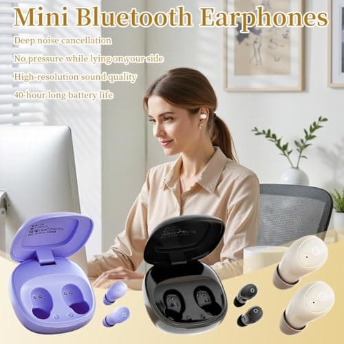 Invisible Sleep Earbuds for Side Sleepers,2026 New Mini Invisible Headphones,Bluetooth 5.4 True Wireless In-Ear Earphones,Hidden Earbuds Waterproof,Soft in-Ear Ear Plugs for Sleeping,Working,Travel — view 4