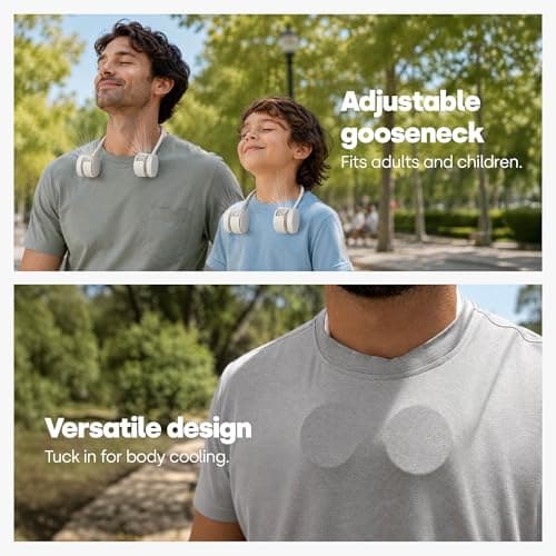 LIVIVO Retractable Neck Fan - 1600mAh Rechargeable Portable Neck Fan with 3 Speeds, Hands-Free Wearable Fan, 360° Airflow, Foldable Design & Upto 5Hr Battery for Travel, Festivals, Walking, Gym — view 5