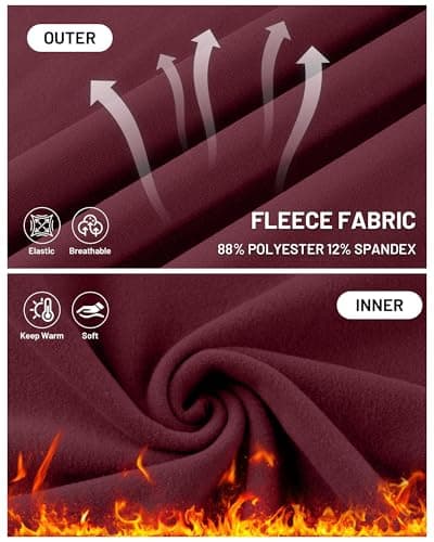 Runhit Thermal Tops Womens Long Sleeve Fleece Lined Compression Shirt Soft Warm Base Layer Moisture Wicking Sports Underwear for Ski, Running Gym Workout Burgundy L — view 5