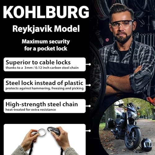 KOHLBURG Secure 129cm / 51" Long Combination Chain Lock for the Pocket — view 3