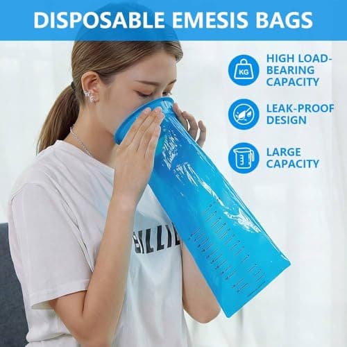 Henyall 10 Pack Vomit Bags, Blue 1000ml Sick Bags - Leakproof & Odor Control, Emesis Bags for Car Motion Sickness, Air Travel, Morning Sickness, Adults Kids Pregnant Drivers — view 2