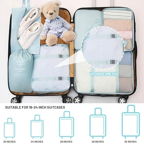 Compression Packing Cubes 8pcs, with Visible Mesh, Handle & Double Zipper — view 5