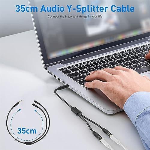 lalasis Audio Splitter Jack Y Aux Adapter,3.5mm Male to Female Headset Stereo Aux Splitter Cable headphone double plug for Laptop,Tablet,Smartphone,Samsung,Speaker,PC,Live etc. Black — view 6