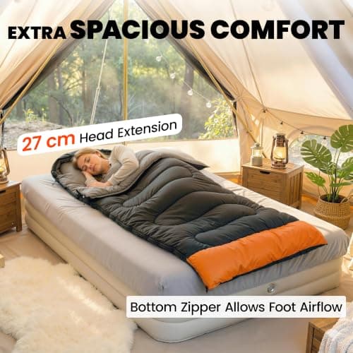 Outsunny Sleeping Bag for Adults Compact Sleeping Bag 3 Seasons Grey — view 6