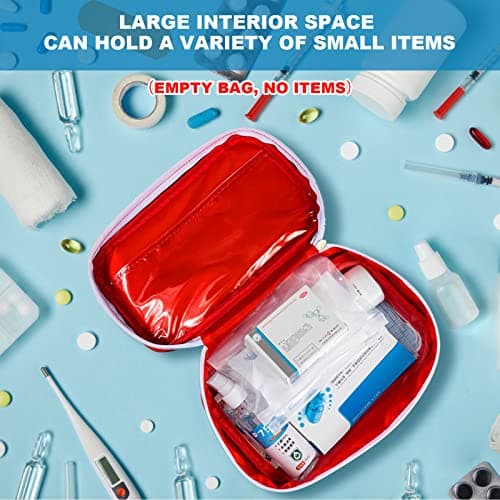 AOUTACC 6Pcs First Aid Bag Empty, Waterproof Durable First Aid Kit Bag Empty with Zippered,First Responder Storage Medicine Emergency Bag for Home Office Kitchen Outdoor Travel Activities-Red — view 2