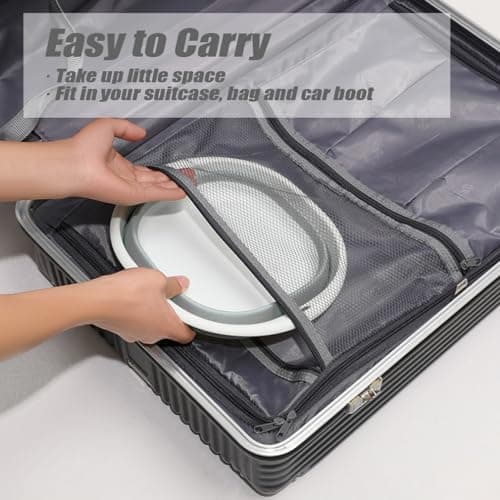 5L Collapsible Washing Up Bowl - Folding Hand Wash Basin, Plastic Washing Up Bowl, Retractable Water Storage Basin, Portable Food Storage Camping Bowls, Multipurpose Outdoor Travel Basins (M Grey) — view 6