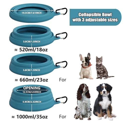 OHMO Large Non Spill Collapsible Dog Bowl, 1000 ml, Peacock Blue — view 6