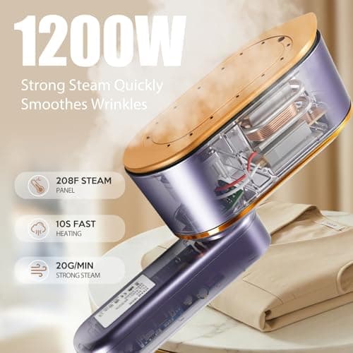 Portable Travel Steamer for Clothes, 1200W Powerful 2 In 1 Steamer & Iron,10s Fast Heat,4 Modes with LED Display, 150ml Water Tank Powerful Wrinkle Remover for Home,Office, Travel — view 4