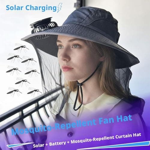 Hat with Fan Sun Protection Rechargeable Dark Gray — view 4