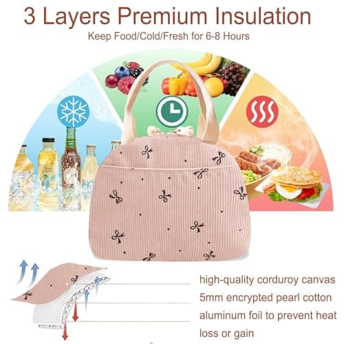 Lunch Bags for Women Insulated Cooler Lunch Bag Adults Kids Packed Lunch Box Tote Bag Cute Girls Ladies Lunch Bags for Work School Picnic Travel Beach Gifts for Women Her Wife Preppy Stuff — view 4
