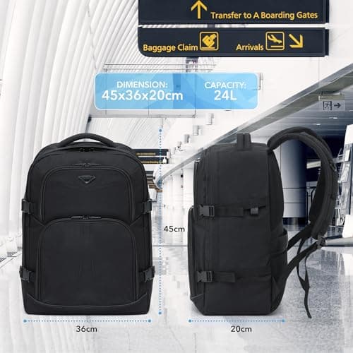 Flight Knight 45x36x20cm easyJet Free Carry On Backpack - Large 30 Liter Bag For Underseat Travelling USB Port Padded Comfortable Backpack - Carry On Luggage For easyJet, Ryanair, BA, Jet2 & More! — view 6