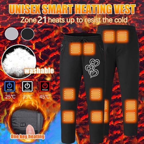 Men Women Heated Trousers UK Clearance Electric Heated Sweatpants with 10 Heating Zones USB Rechargeable Heated Pants Unisex Heating Trouser Thermal Heated Leggings Outdoor Travel Camping Hiking — view 3