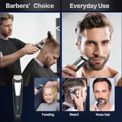 Valano Beard Trimmer Men, Cordless Rechargeable Hair Clippes, Mens Grooming Kit, Professional Beard Nose and Ear Hair Trimmer for Home and Travel, with 3 Blades and 9 Guide Combs — view 6