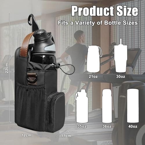 Magnetic Gym Bag Water Bottle Carrier Holder with Phone Pockets, Water Bottle Carrier with Shoulder Strap, Magnets Gym Water Bottle Sling Bag for Women Men Gym Running Travel Work — view 2