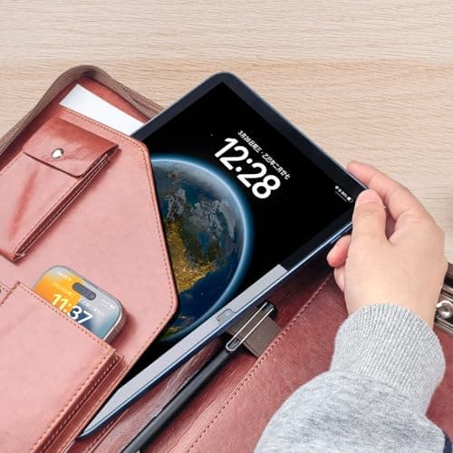 GUYUCOM A4 Portfolio Folder – PU Leather Document Organizer with Zipper, for Conference & Travel, Personal Agenda Wallet,Gift for Men and Women – Brown — view 6