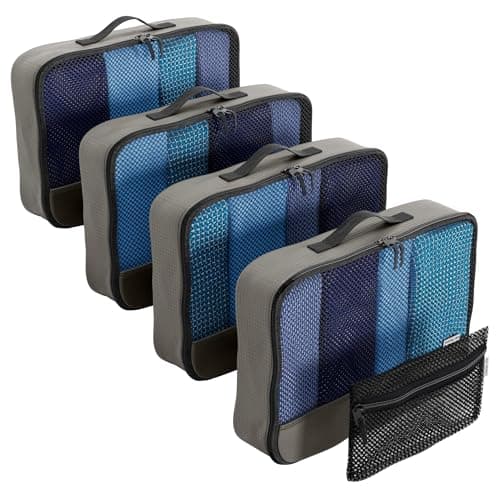 OW-Travel Packing Cubes for Suitcases 5 Pcs Grey Medium with Mesh Zip Pouch