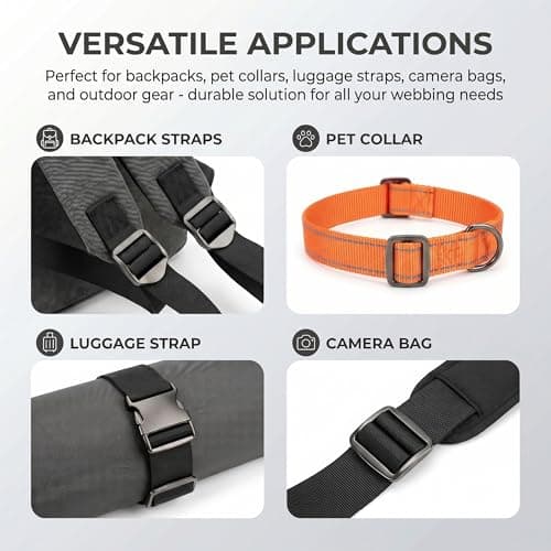 hankousi Pack of 4 Black Metal Ladder Lock Buckles, 25mm Inner Diameter Backpack Replacement Buckles, Heavy-Duty Webbing Adjuster Clips for Backpacks, Luggage Straps & Seat Belts — view 3