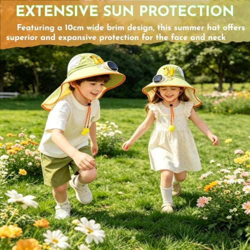 Solar Powered Fan Sun Hat for Kids,cap with neck protection kids,UPF 50+ sun protection,Solars & USB charging,unisex kids,adjustable chin strap cap 2-9 Years — view 5