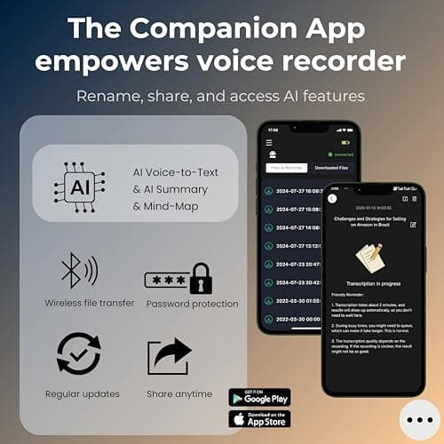 FoCase Note AI Voice Recorder, Transcribe & Summarize, Translation, APP Control with Chat GPT, Magnetic, 64GB Memory, Support 112 Languages, Audio Recorder for Phone Calls, Lectures, Meetings, Black — view 4