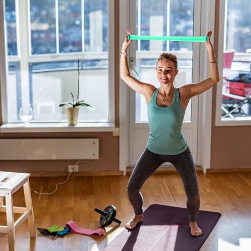 FUIPVGI 10 Pcs Resistance Bands, Chair Bands Sensory for Kids with Fidgety Feet, Resistance Fitness Exercise Loop Bands for Women Men Fitness Chest Expanding Arm Leg Pilates Yoga (Green) — view 6