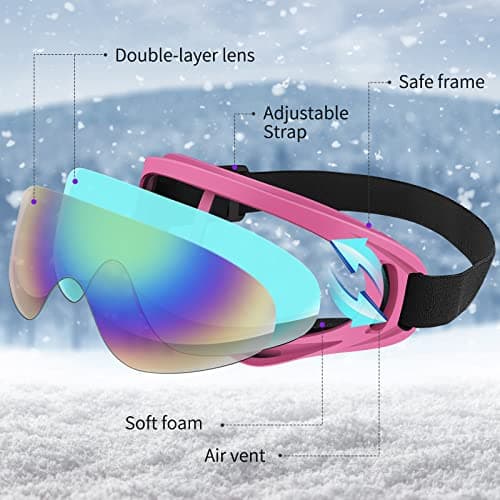 Vatefery Ski Goggles - Anti-glare, Anti-fog Snowboarding & Skiing Goggles 2-Pack for Men, Women, Kids & Youth — view 2