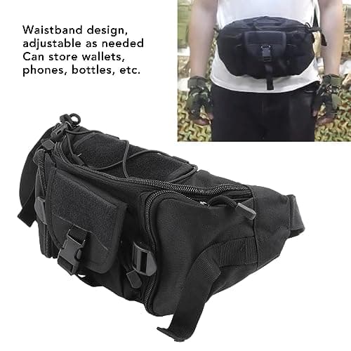 LIYJTK Men Waist Bag Oxford Cloth Waistpack Portable Chest Pouch Hip Pack for Travel Hiking Running Outdoor Sports Black Adventure Mountaineering — view 4