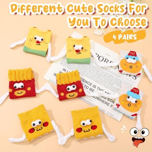 Zuimei 4Pcs Fun Food Themed Magnetic Socks Soft Cotton Mid-Calf Socks — view 6