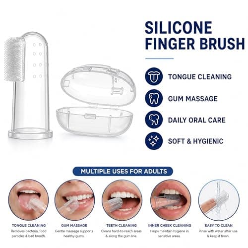 WHALESALE 6pcs Toothbrush Cover Set with Silicone Finger Brush and Case Portable Finger Tongue Cleaner Travel Toothbrush Cap Protectors with Soft Cleaning Finger Brush — view 2