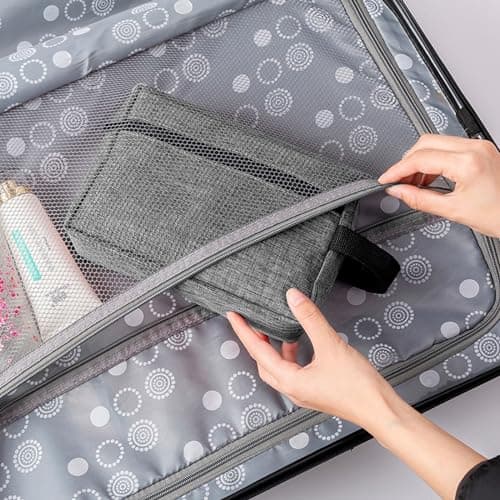EUPSIIU 2 Pack Toiletry Bags, Toiletry Bag for Men, Waterproof Travel Toiletry Bag, Portable Wash Bag, Toiletries Bag with Handle for Men and Women, for Gym Shower Bathroom Travel (Black+Grey) — view 5