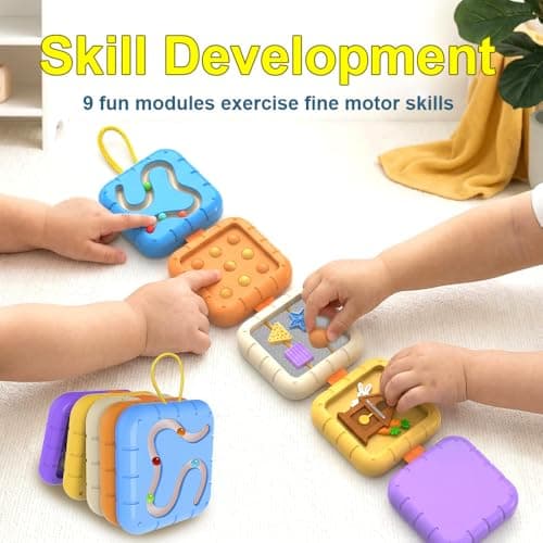 Felly Montessori Busy Board for Toddler 1+ Years, 9 in 1 Baby Sensory Activity Cube, Travel Toys for Airplane and Car, Fine Motor Skill, Birthday for Boys Girls Baby Shower — view 6