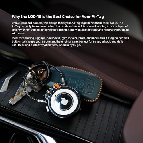 UP Security Lockable AirTag Holder with 3-Digit Combination Lock, Metal Case Compatible with Apple Air Tag, Anti-Theft Tracker AirTag Lock for Luggage, Suitcase, Backpack, Travel Gear, Car Tracking — view 6