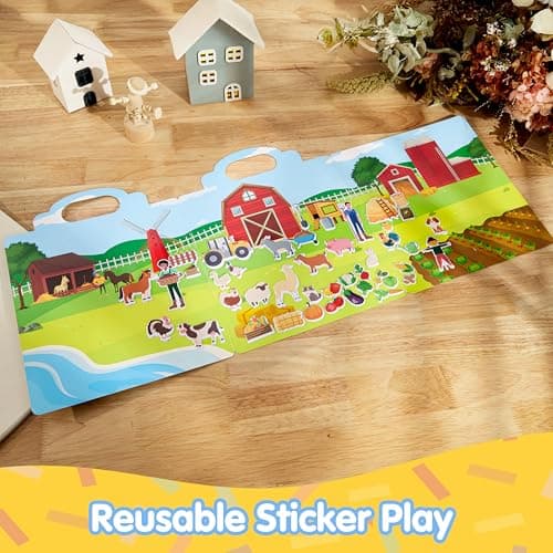 JOYIN 3 Sets Reusable Sticker Book for Kids, 122Pcs 3D Travel (Farm, Ocean, Safari) Stickers for Kids, Waterproof Sticker Books for Children Age 3+ — view 2
