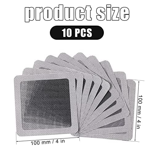 10pcs Mesh Repair Patch, Self Adhesive Window Screen Repair Kit Gray Screen Door Mesh Repair for Repairing Screen Windows Doors Tent Net(Silver) — view 2