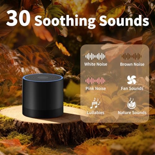 Sound Machine Mini White Noise Brown Noise Machine with 30 Soothing Sounds Loud Speaker Portable Rechargeable Baby Sleep Machine 4 Timers Memory Function for Newborn Kid Adults & Home Travel — view 3