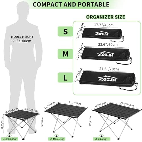 AKOZLIN Portable Camping Table, Folding Aluminium Table with Carry Bag — view 2