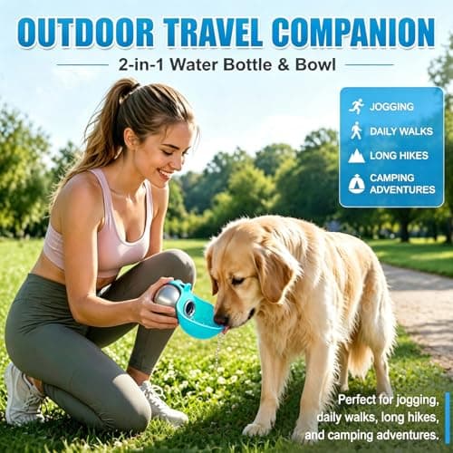 2-in-1 Dog Water Bottles for Walking, Stainless Steel Portable Dog Water Bottle for Travel, Leak Proof Compact Dog Travel Water Bottle for Walks, Hikes, Road Trips, Park Visits, Travel — view 5