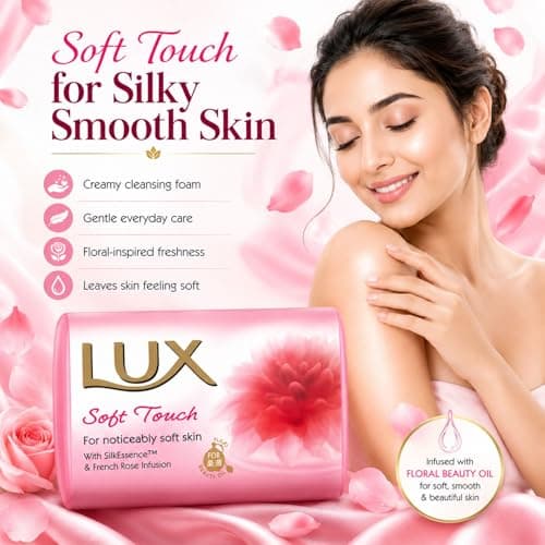 Lux Family Pack Soap Bar Bundle, 5 Pack Variety - Soft Touch, Magical Spell, Bright Impress, Aqua Sparkle, Velvet Touch, 80g Each with Soap Bag — view 3