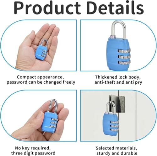 4-Piece Travel Luggage Locks Set, Compact & Secure Padlocks for Suitcases, Backpacks, and Lockers — view 3