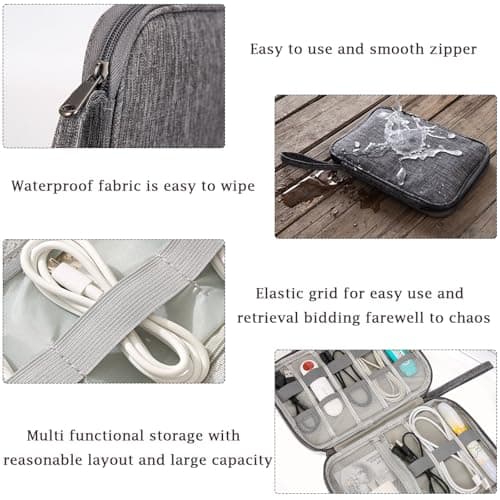 DDUP Cable Organiser Bag,Travel Cable Bag, Electronics Accessories Organizer Bag, Airplane Travel Essentials Gadget Storage Bag with Handle for Power Bank, Memory Card, Chargers and Hard Disk(Black) — view 4