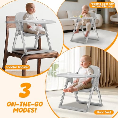 MFSLOVE 3 in 1 Portable Folding Baby Booster Seat with Feeding Tray,Compact Travel Booster Chair for Indoor/Outdoor Use, Toddler Booster Chair with Travel Bag,6 Months to 3 Years — view 3