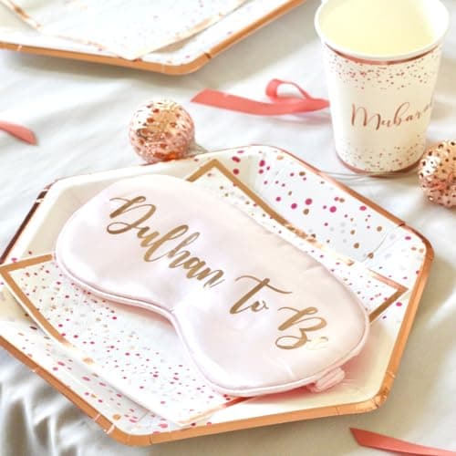 Peacock Supplies Dulhan to Be Satin Eye Mask - Rose Gold | Bride to Be Gifts | Comfortable Elastic Band | Blackout Bridal Sleeping Mask for Beauty Sleep | for Travel, Hen Party, Night Before Wedding — view 2