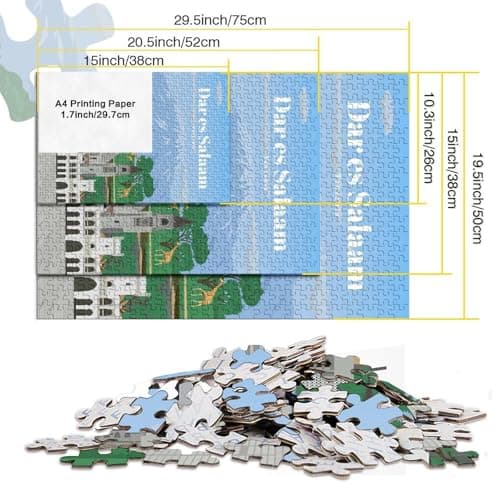 Travel to Dar Es Salaam Jigsaw Puzzle 1000 Pieces, Romantic City Break Scene, 1000 Pieces for Adults, Travel Gift for Adults, Screen-Free Fun, 70x50cm/1000pcs — view 4