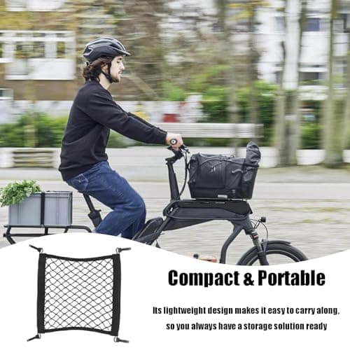 Motorcycle Cargo Net,Cargo Net with 4 Hooks Elastic Bungee Mesh Netting for Motorcycle Helmet Luggage Storage Motorbike Bike Roof Rack Car Van Campervan Cargos Safety Nets Organiser — view 2