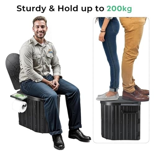 Camping Toilet, Portable Folding Toilet with Lid & Paper Holder for Adults — view 3