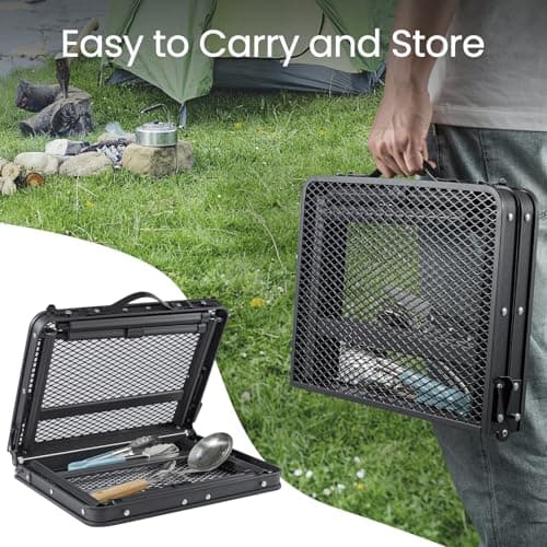 Toemics Camping Table Small Folding Table Picnic Outdoor Garden Table with Handle, Rust-Proof Mesh Tabletop, Anti-Slip Pads, Adjustable Height and Lightweight for BBQ, Fishing, RV — view 4