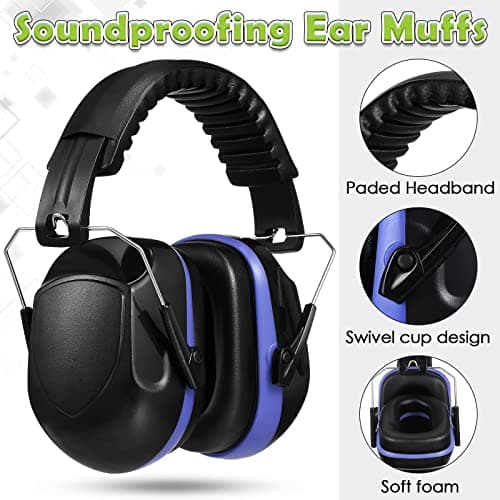 Kanayu 12 Pack Headphones with Adjustable Headband NRR 28dB Noise Reduction Ear Muffs Ear Protection Headphones(Black, Red, Blue) — view 2