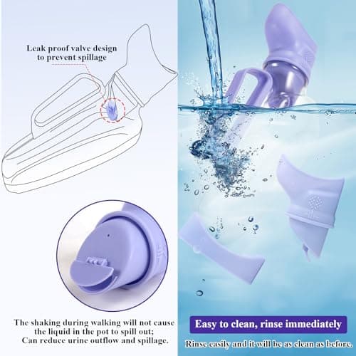 1200 ml Female Urinal Bottle, Leak Proof Portable Travel Toilet, Purple — view 5