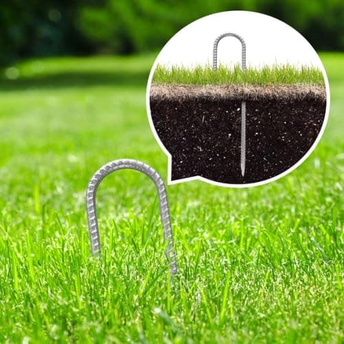 8Packs 12inch Tent Pegs Heavy Duty Trampoline Tents Anchor Ground Pegs - Galvanized Steel Rust-Proof J Hook Rebar Stakes Fit Trampolines Outdoor Camp Garden Shed Swings Canopies with Chisel Point End — view 2