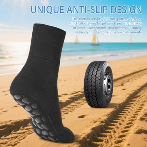 HOTUT Anti-slip Neoprene Socks,3mm Thermal Diving Socks for Men Women,Sand-proof Beach Water Sports Keep Warm for Diving, Snorkeling, Swimming, Surfing, Sailing, Kayaking — view 4